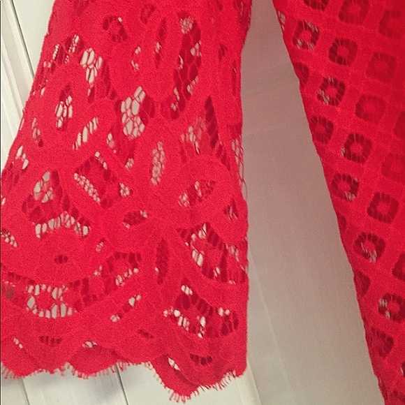 NWOT Rafaella Red Lace Top w/Solid Inside Cami (M) - Picture 4 of 8